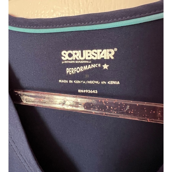 Scrubstar Women's Fashion Premium Performance Mock Wrap Indigo Scrub Top M - Picture 7 of 9